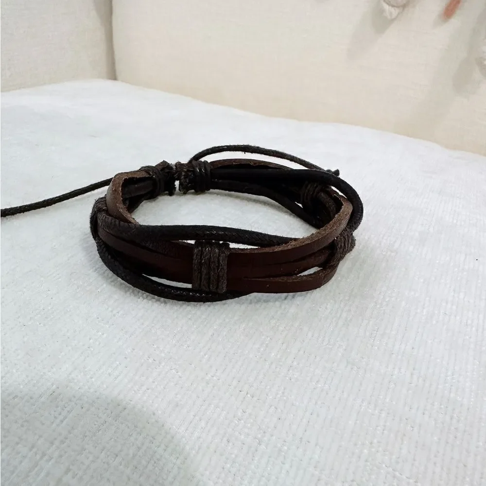 Brown Leather Wrap Bracelet